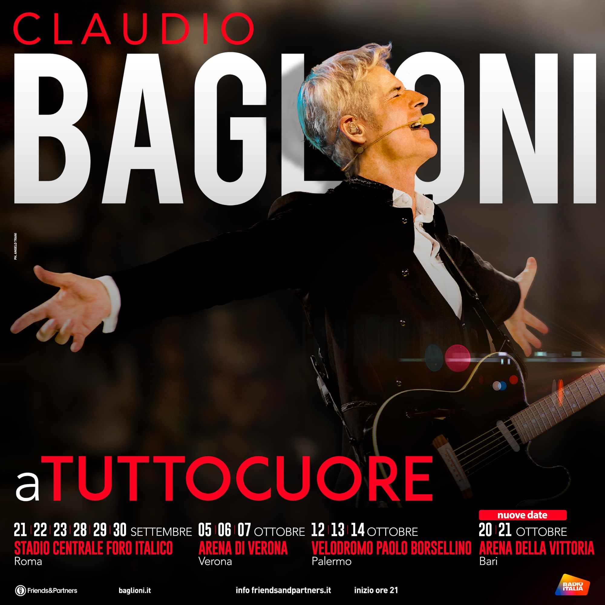 Musica: Claudio Baglioni live a Ottobre all’Arena Verona